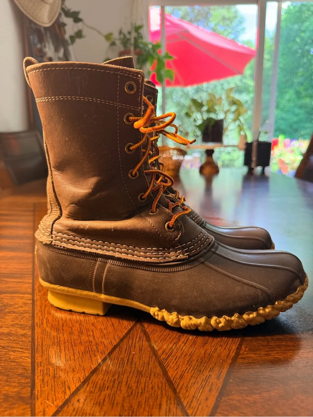 L.L. Bean Brown and Tan Lace-Up Winter/Rain Boots